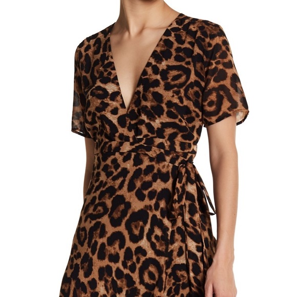 Bardot Leopard Print Wrap Dress Sz:10 (Large) - Picture 10 of 12